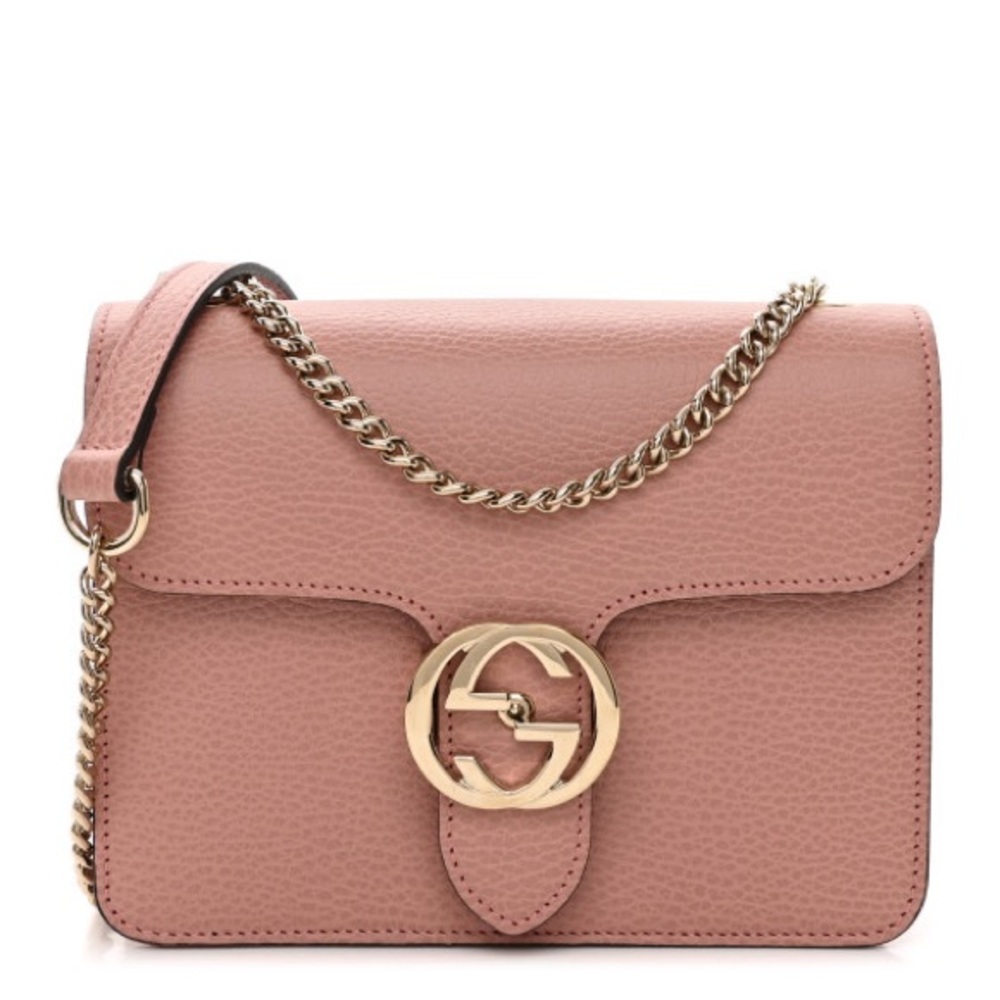Gucci Dollar Calfskin Small Interlocking G Shoulder Bag Soft Pink